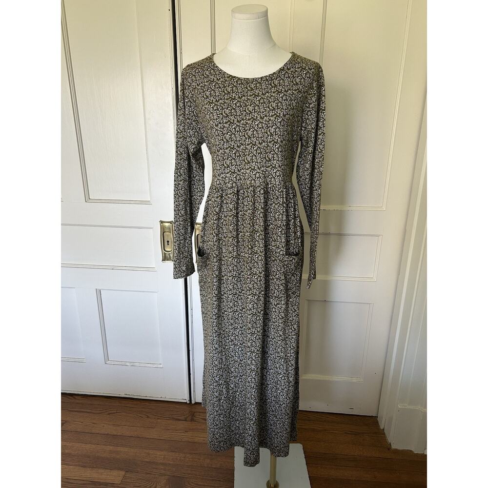 Vtg. Jones New York Floral Peasant Midi Dress Womens Size Large Brown White NWT